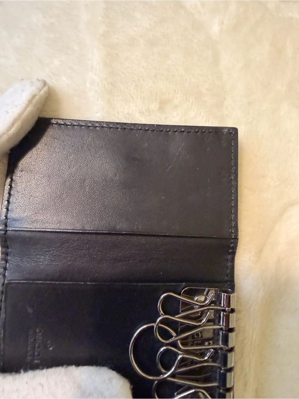 Gucci Black Embossed Leather Key Holder